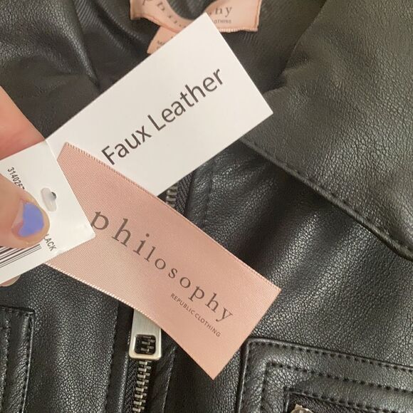 Philosophy Black Faux Leather Jacket - Picture 5 of 9